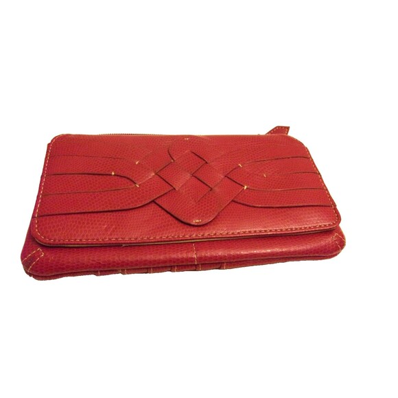 Rolfs Red Leather Clutch Wallet  7.25 X 4.25 Vintage - Picture 1 of 5